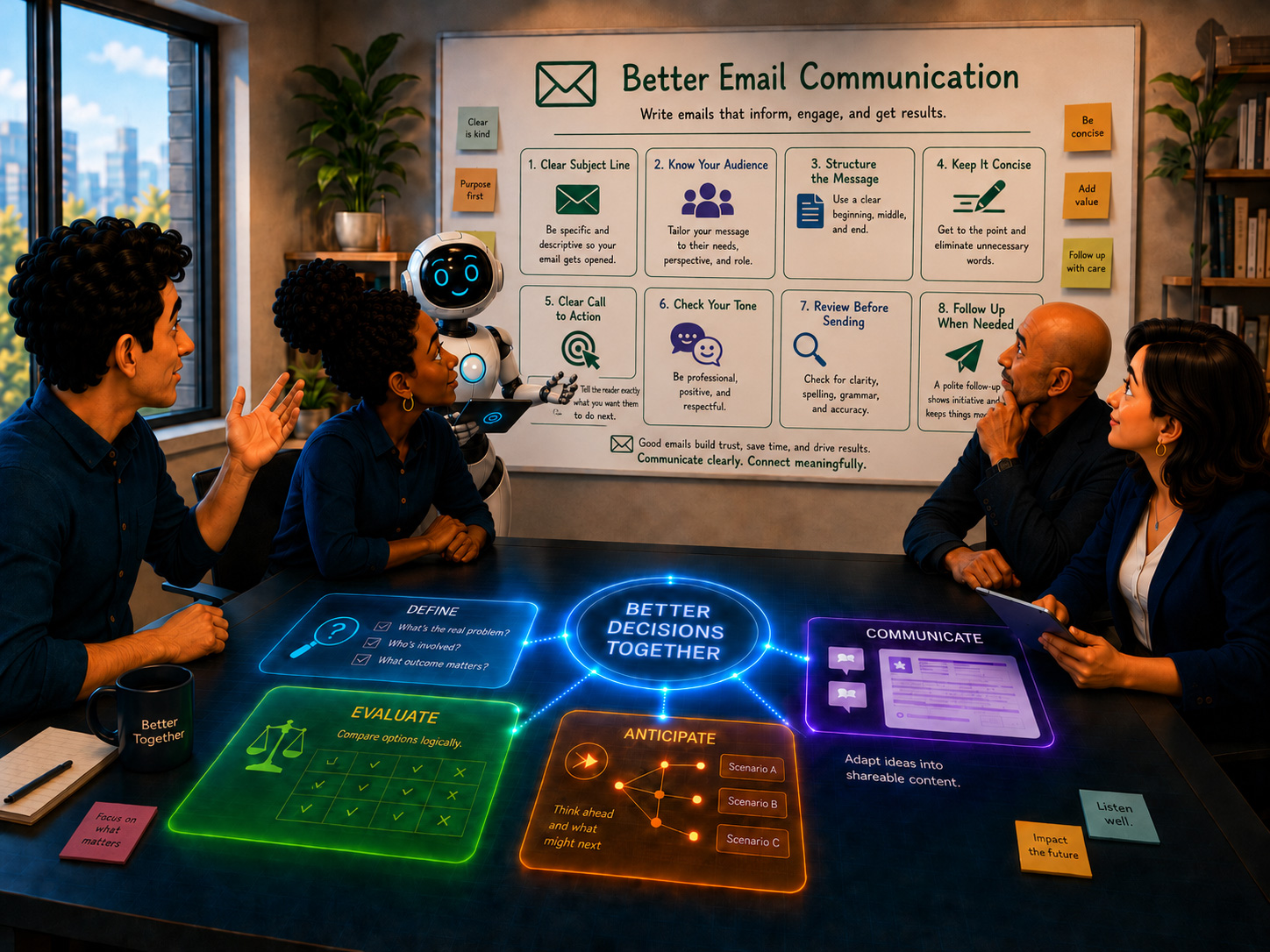 A professional team using FreeThought to think through the concept of contact.